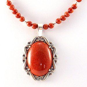 Goldstone and Sterling Silver Necklace